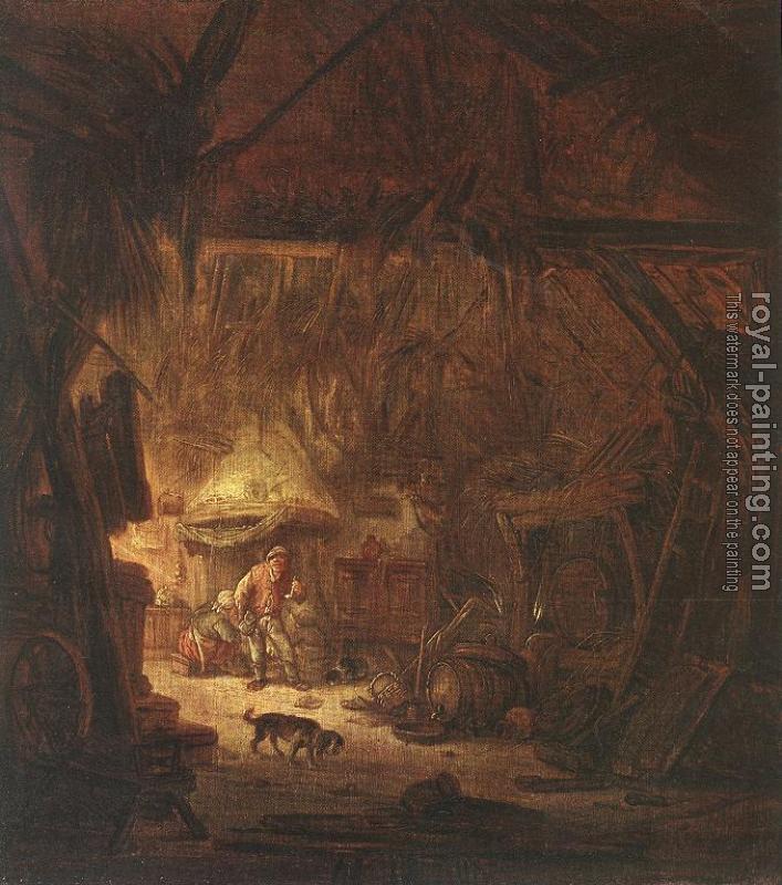 Isack Van Ostade : Interior Of A Peasant House